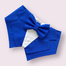Load image into Gallery viewer, Royal Blue Dog Tuxedo Bandana