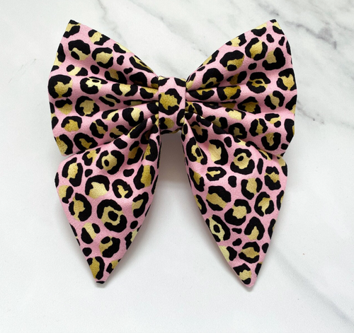 Pink Leopard Bow – Available in Bow Tie and Sailor Bow Style