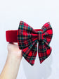 Christmas tartan dog sailor bow