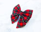 Christmas tartan dog sailor bow