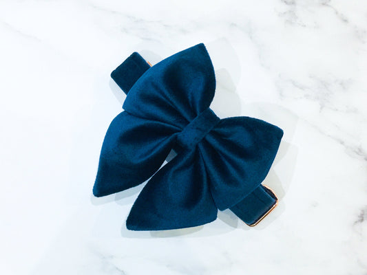 Marine blue velvet dog bow – Available in sailor bow and bowtie(no tails) perfect for wedding, birthday, engagement party