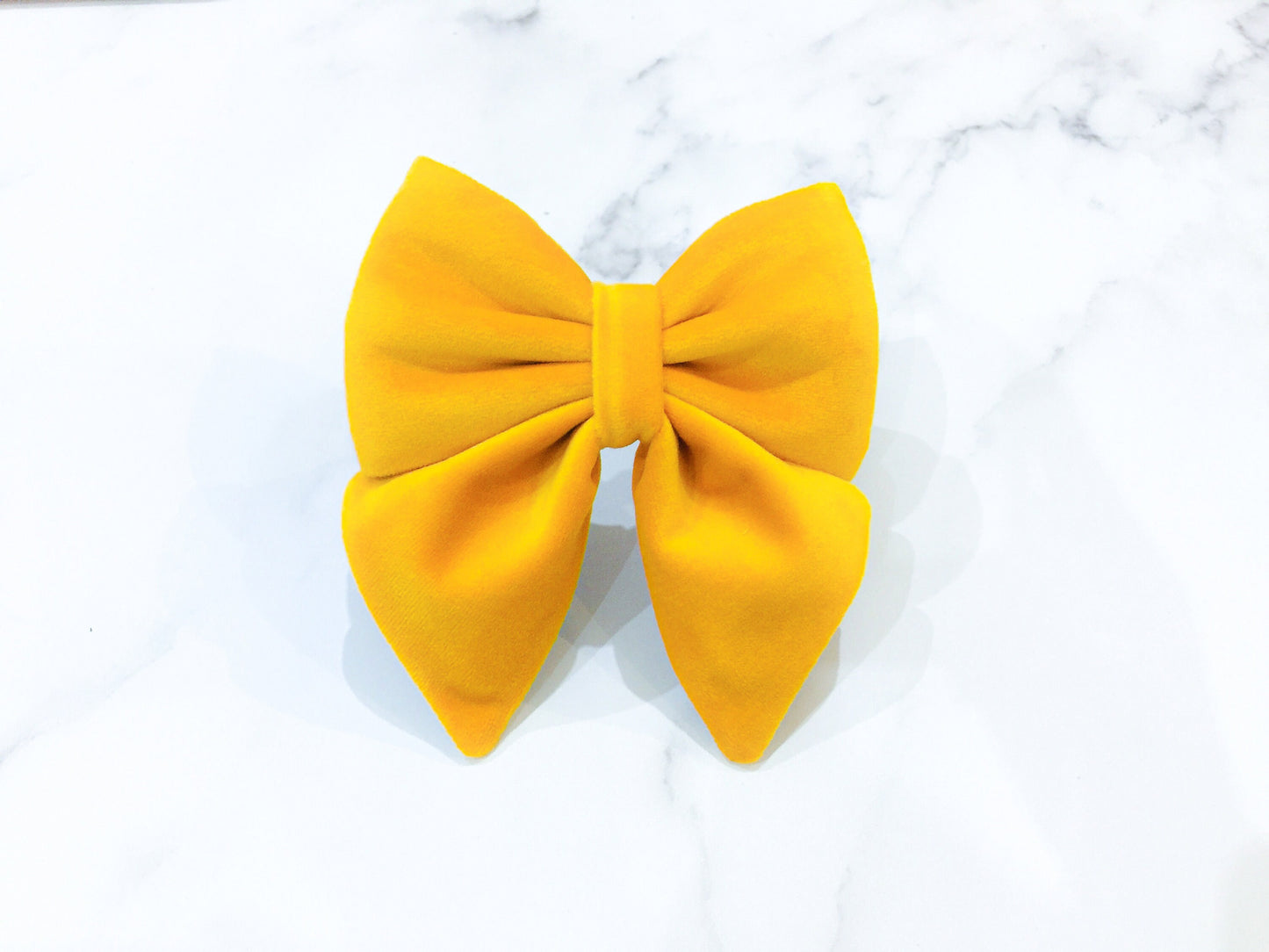 Summer Yellow Velvet Dog Sailor Bow – Handmade in the UK