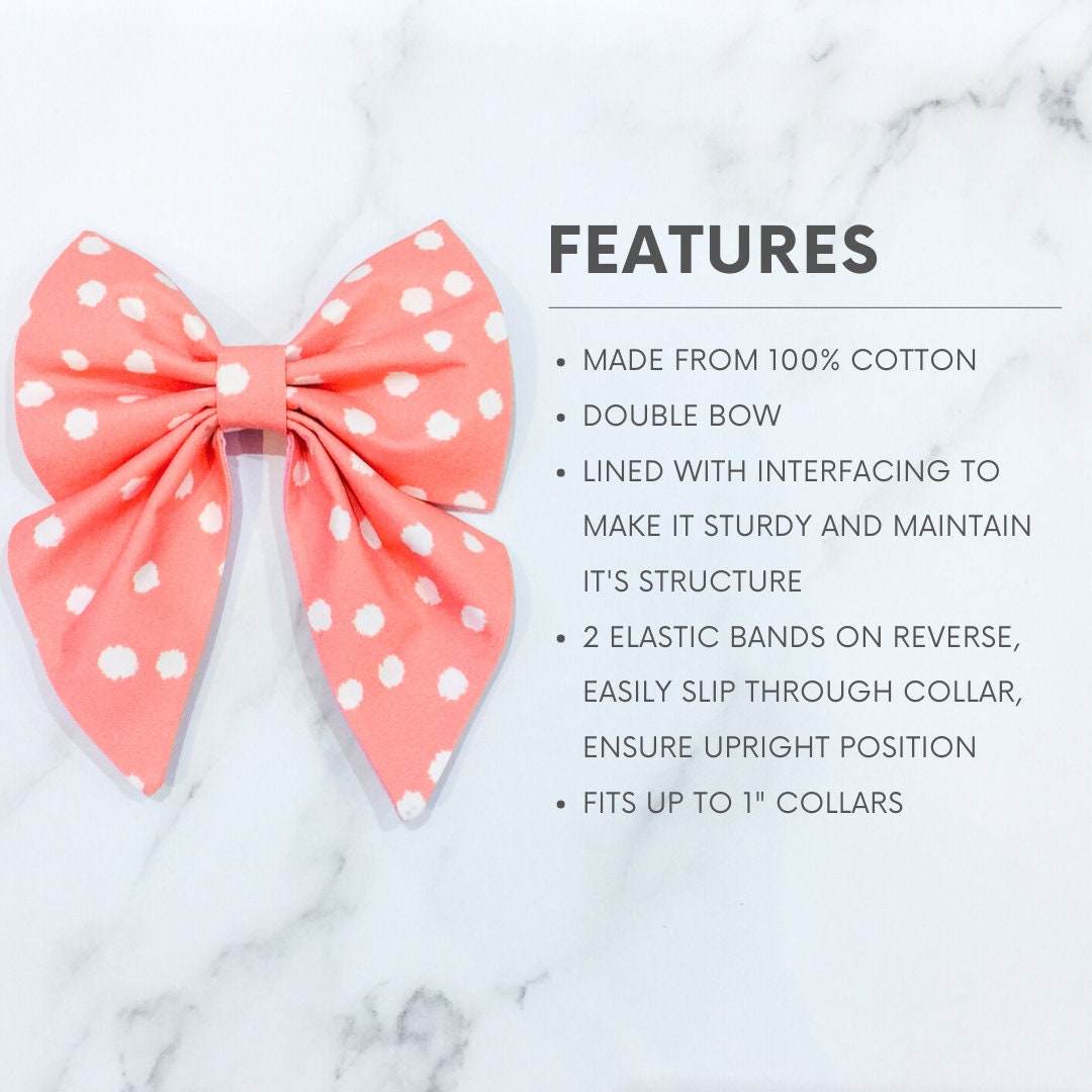 Flower Blossom Dog Sailor Bow – Dog Collar Bow – Handcrafted in the UK