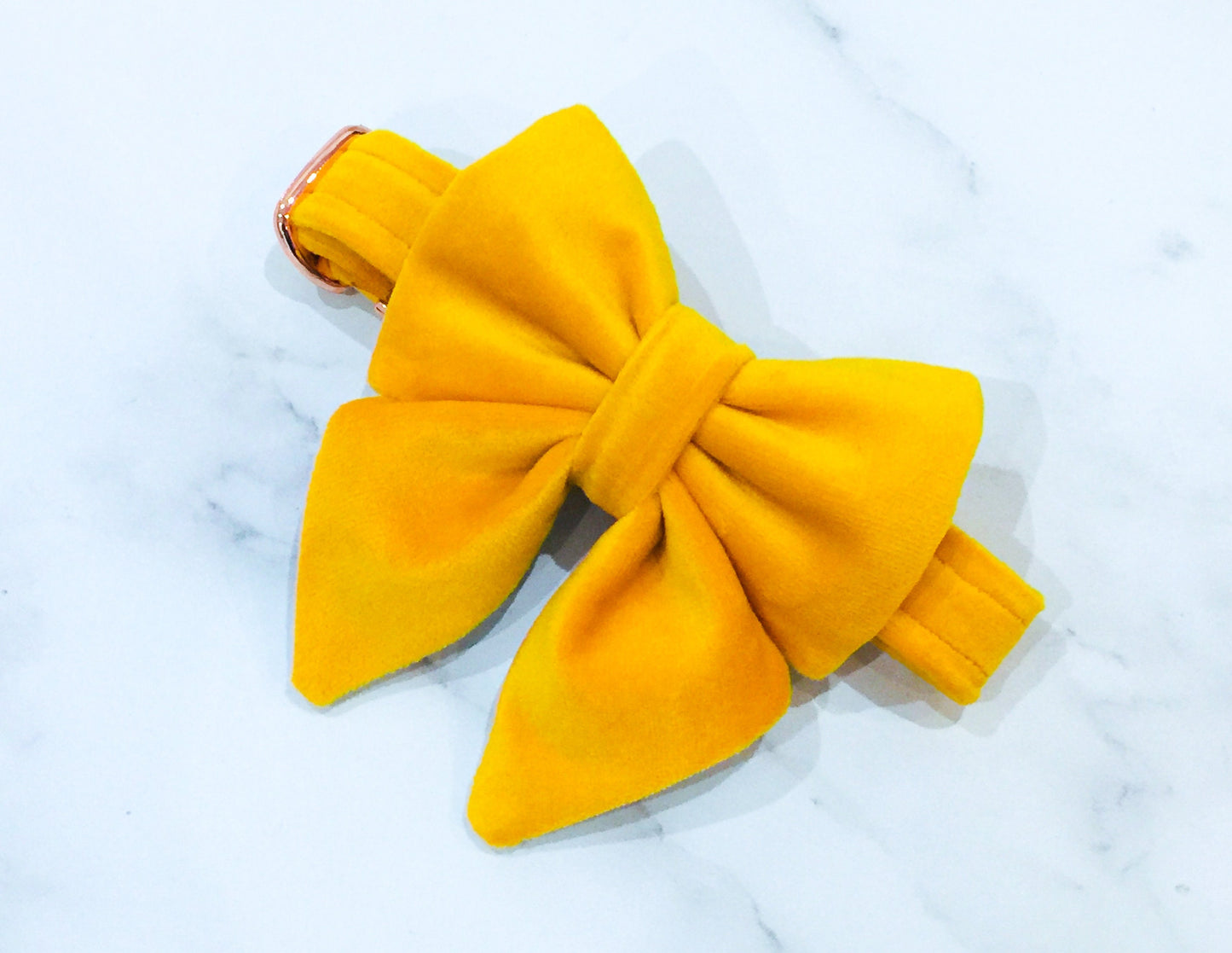 Summer Yellow Velvet Dog Sailor Bow – Handmade in the UK