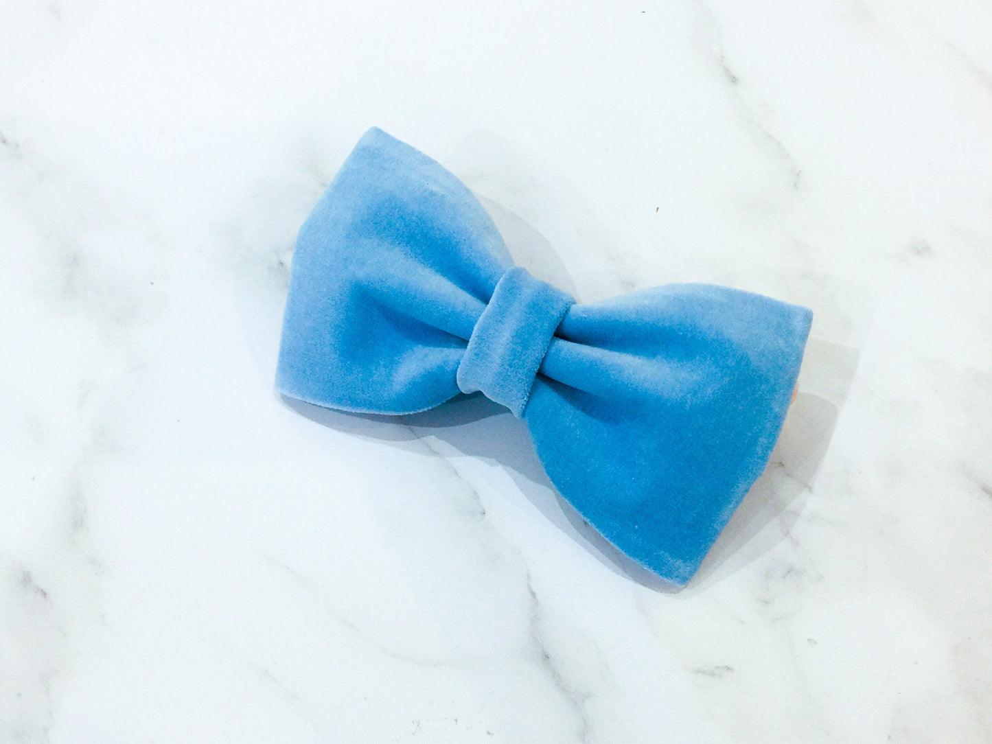 Sky blue velvet dog sailor bow – perfect for wedding, birthday, engagement party – handmade in the UK