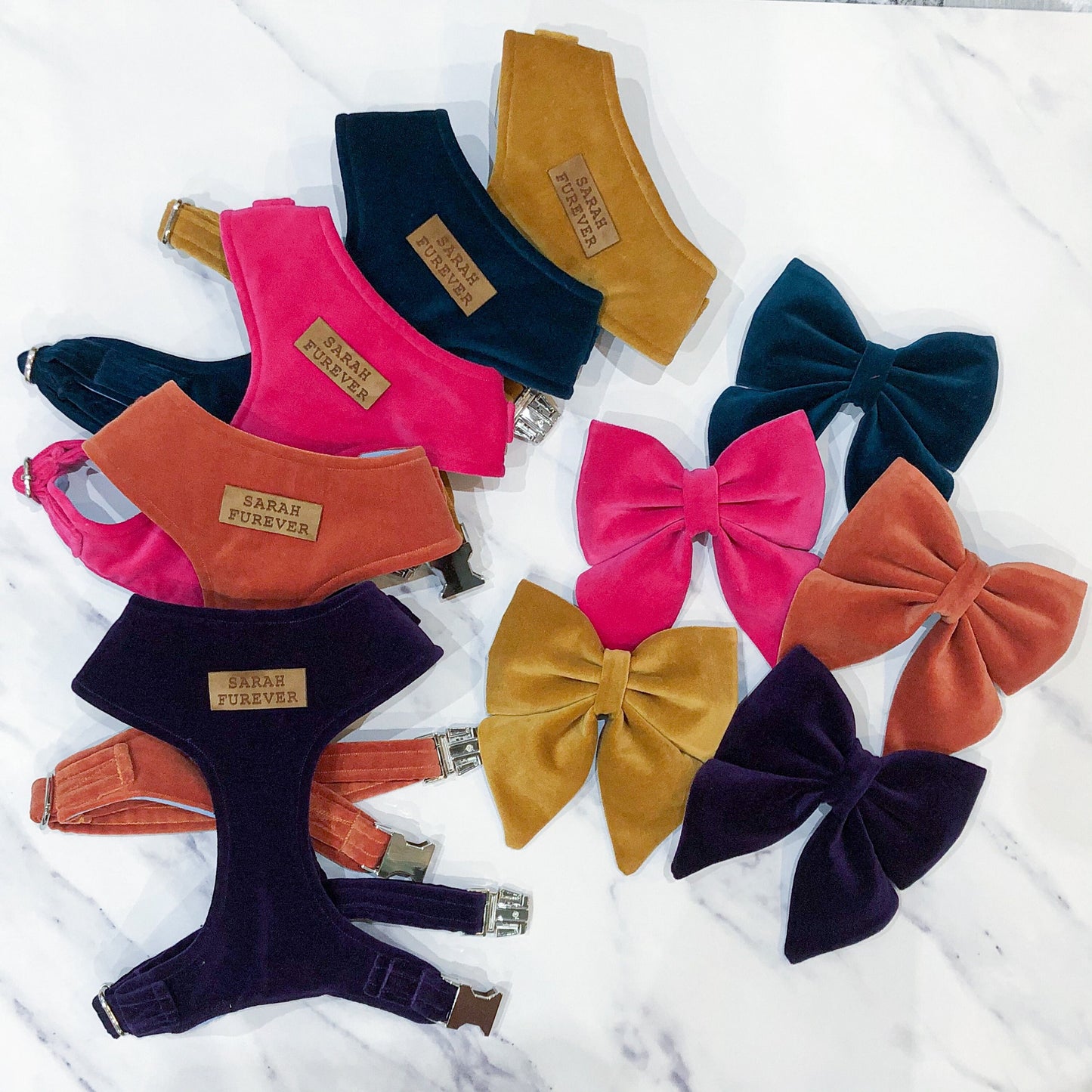 Handmade Mustard Velvet Dog Bow Tie or Sailor Bow