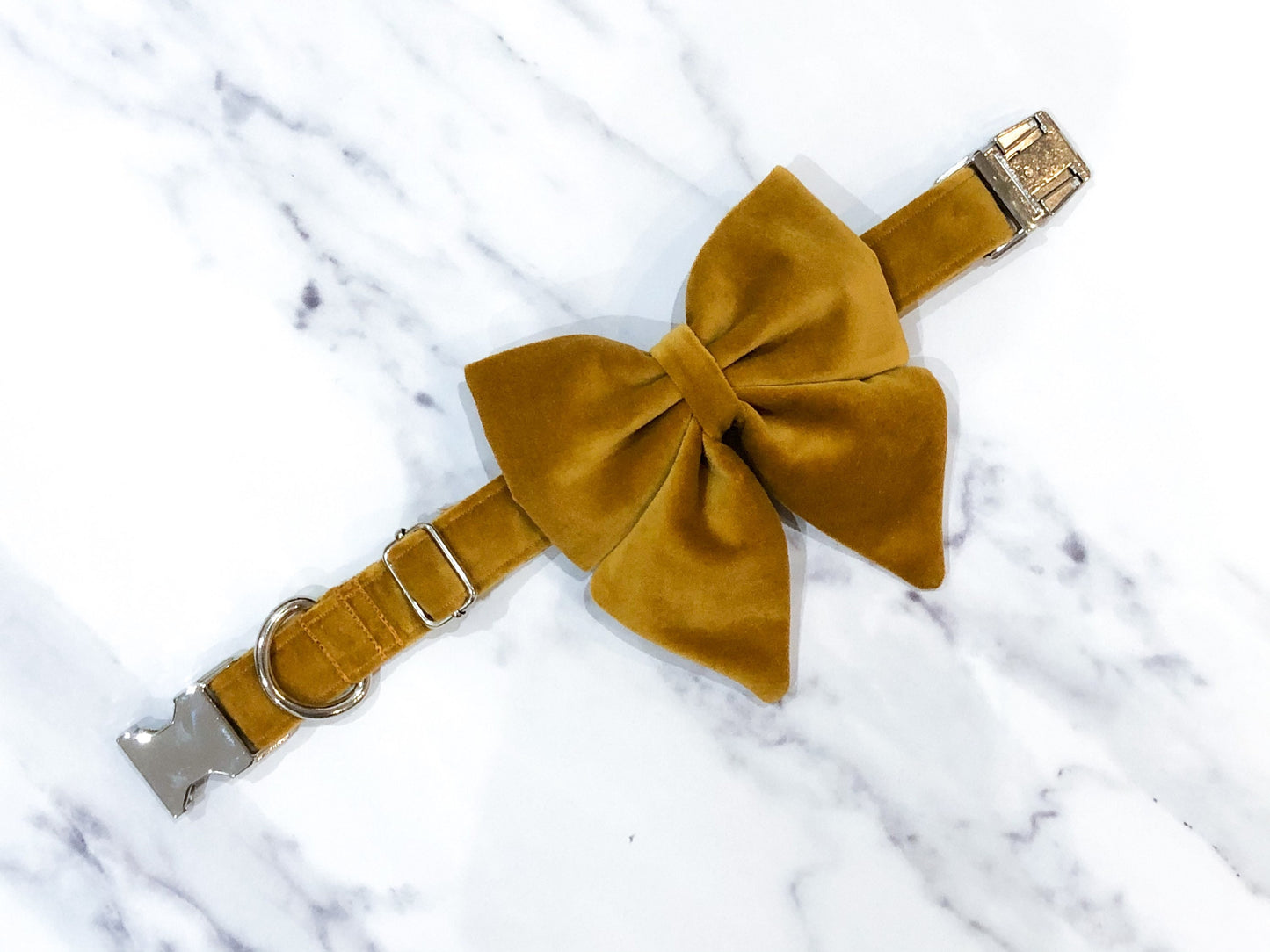 Handmade Mustard Velvet Dog Bow Tie or Sailor Bow