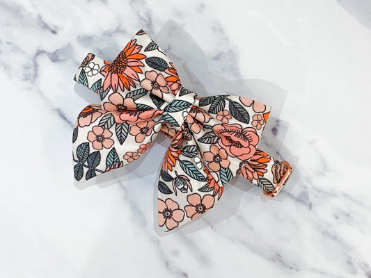 Floral Dog Sailor Bow – Vintage Autumn Print, Handmade Collar Accessory