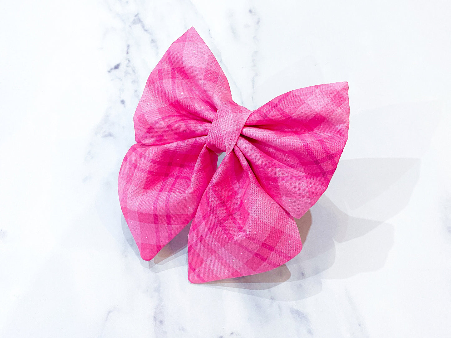 Valentine's day fuscia pink plaid dog bow – Available in sailor bow and bow tie style– Optional to upgrade with matching dog collar