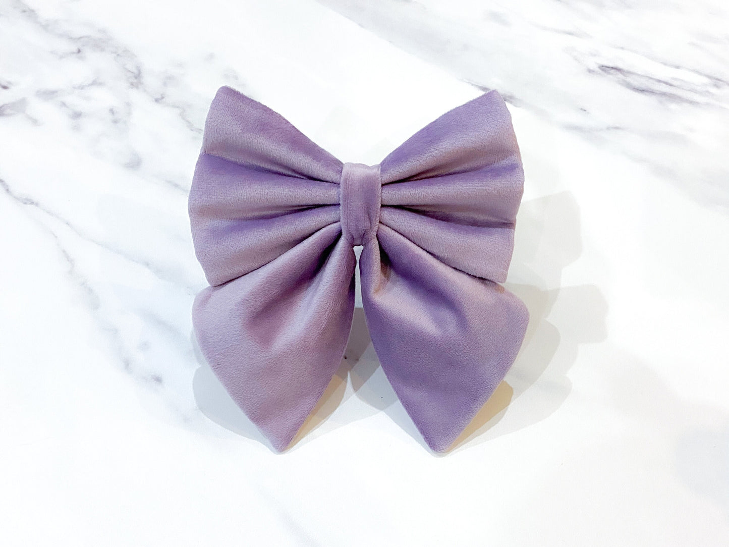Light Purple / Lavender Velvet Dog Bow – Available in Sailor Bow and Bow Tie – Optional to Add Matching Purple Pet Collar