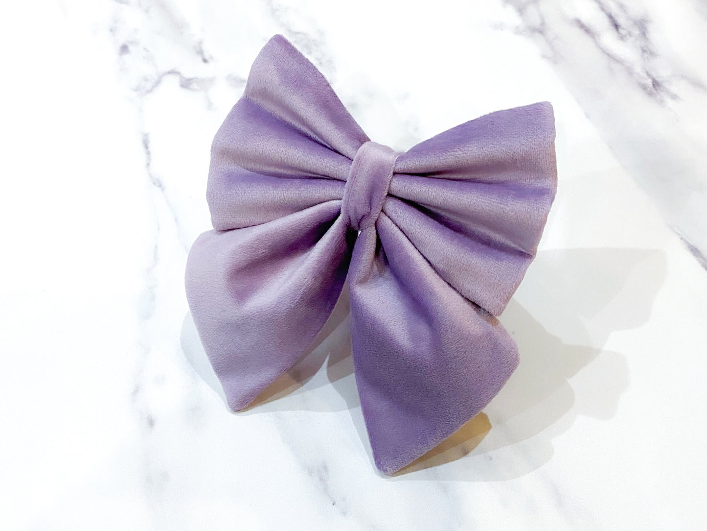 Light Purple / Lavender Velvet Dog Bow – Available in Sailor Bow and Bow Tie – Optional to Add Matching Purple Pet Collar