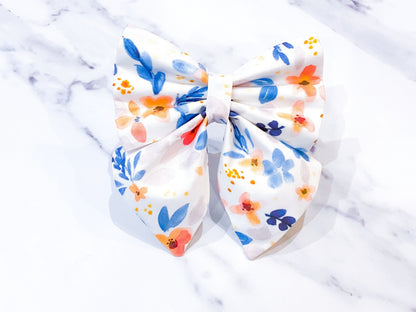 Flower Blossom Dog Sailor Bow – Dog Collar Bow – Handcrafted in the UK