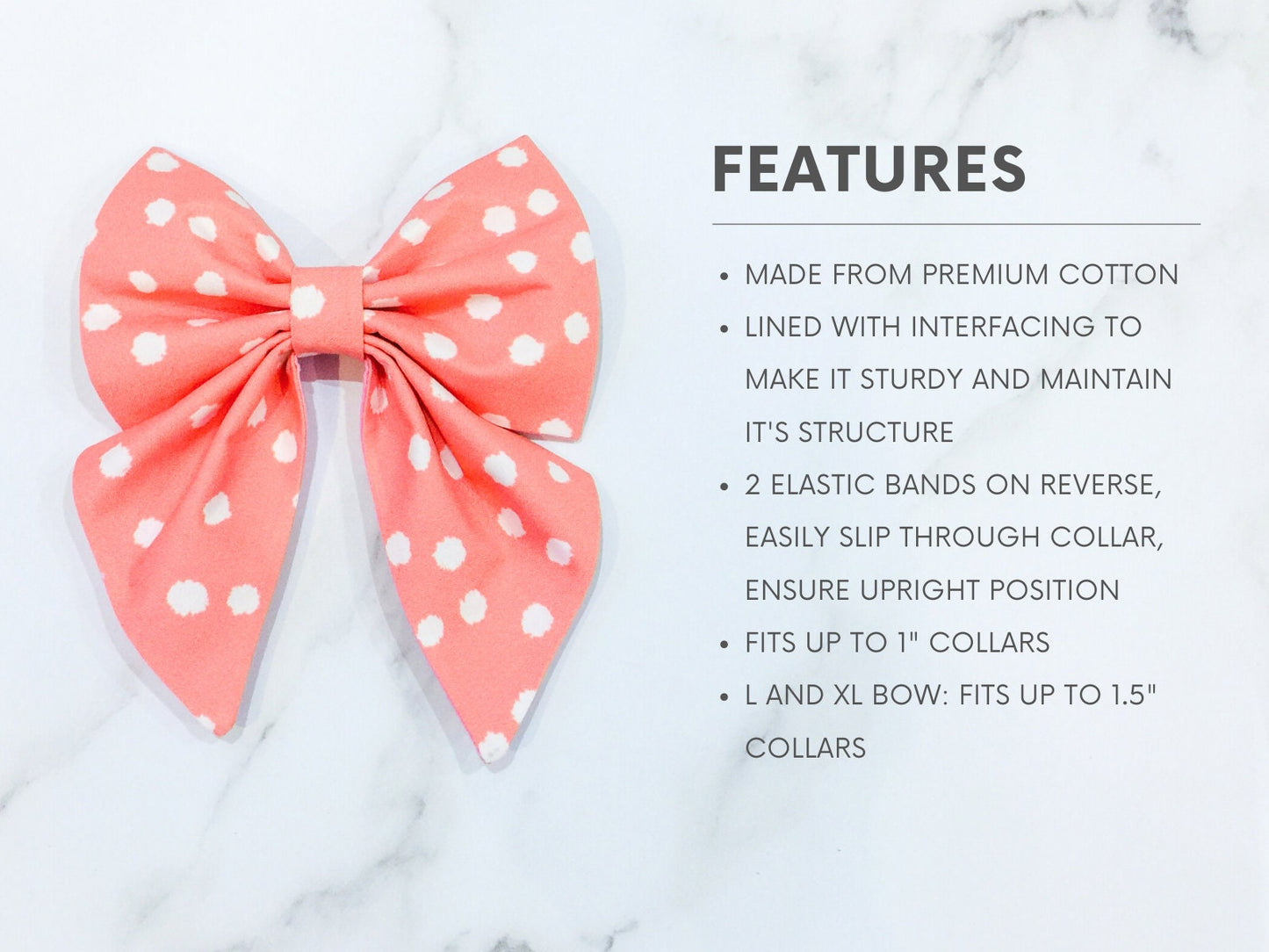 Pink Poppy Flower Dog Bow, Available in Bow Tie and Sailor Bow Styles