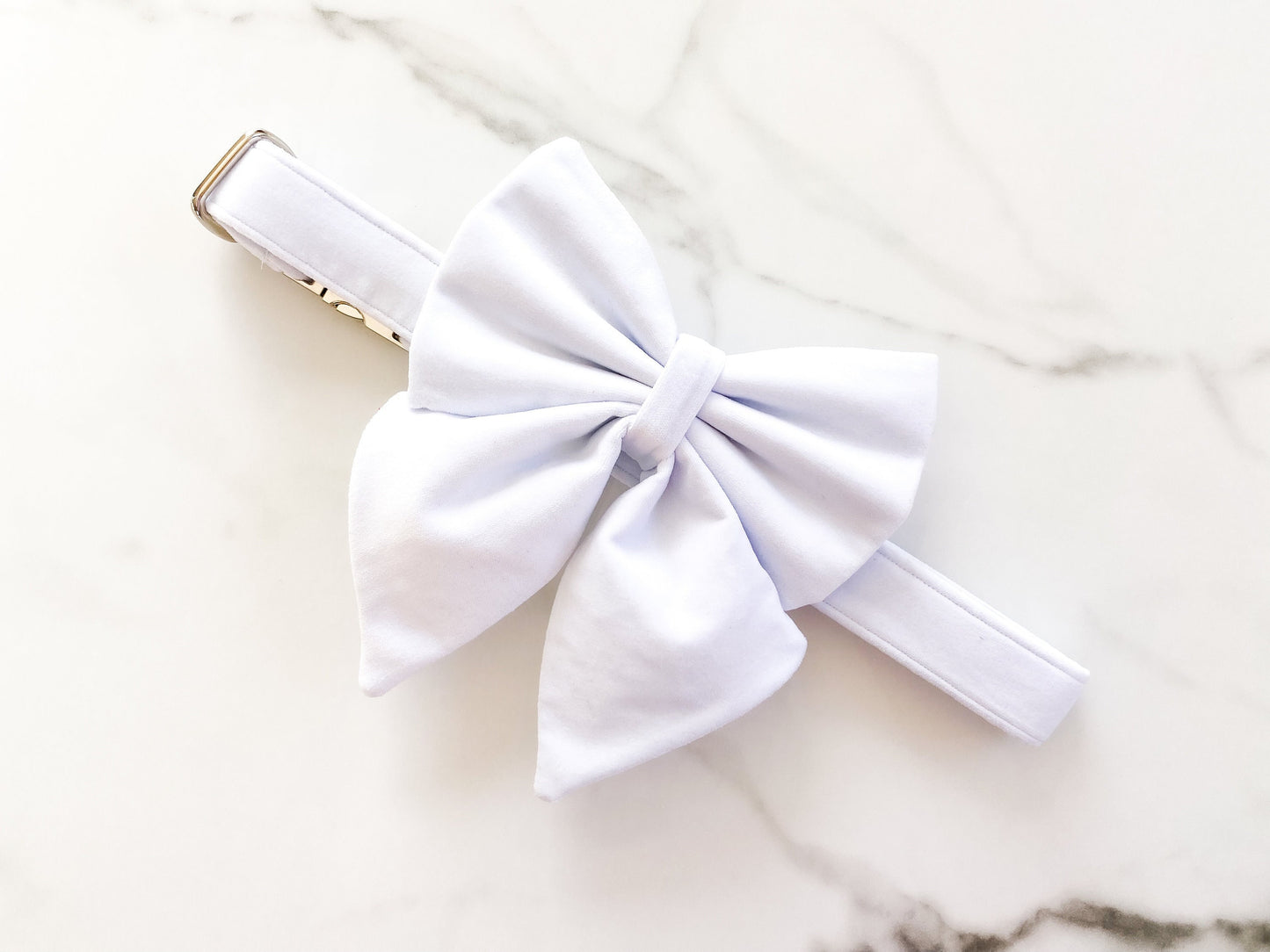 Pure White Velvet Dog Bow – Available in Sailor Bow and Bow Tie –  Dog Wedding Attire – Optional to Add Matching White Velvet Pet Collar