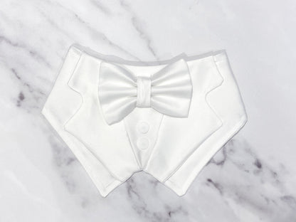 Ivory White Wedding Dog Tuxedo | Wedding Pet Tuxedo Bandana  | Dog Wedding Ring Bearer | Pure White |  Luxury Wedding Pet Attire