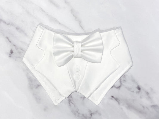 Ivory White Wedding Dog Tuxedo | Wedding Pet Tuxedo Bandana  | Dog Wedding Ring Bearer | Pure White |  Luxury Wedding Pet Attire
