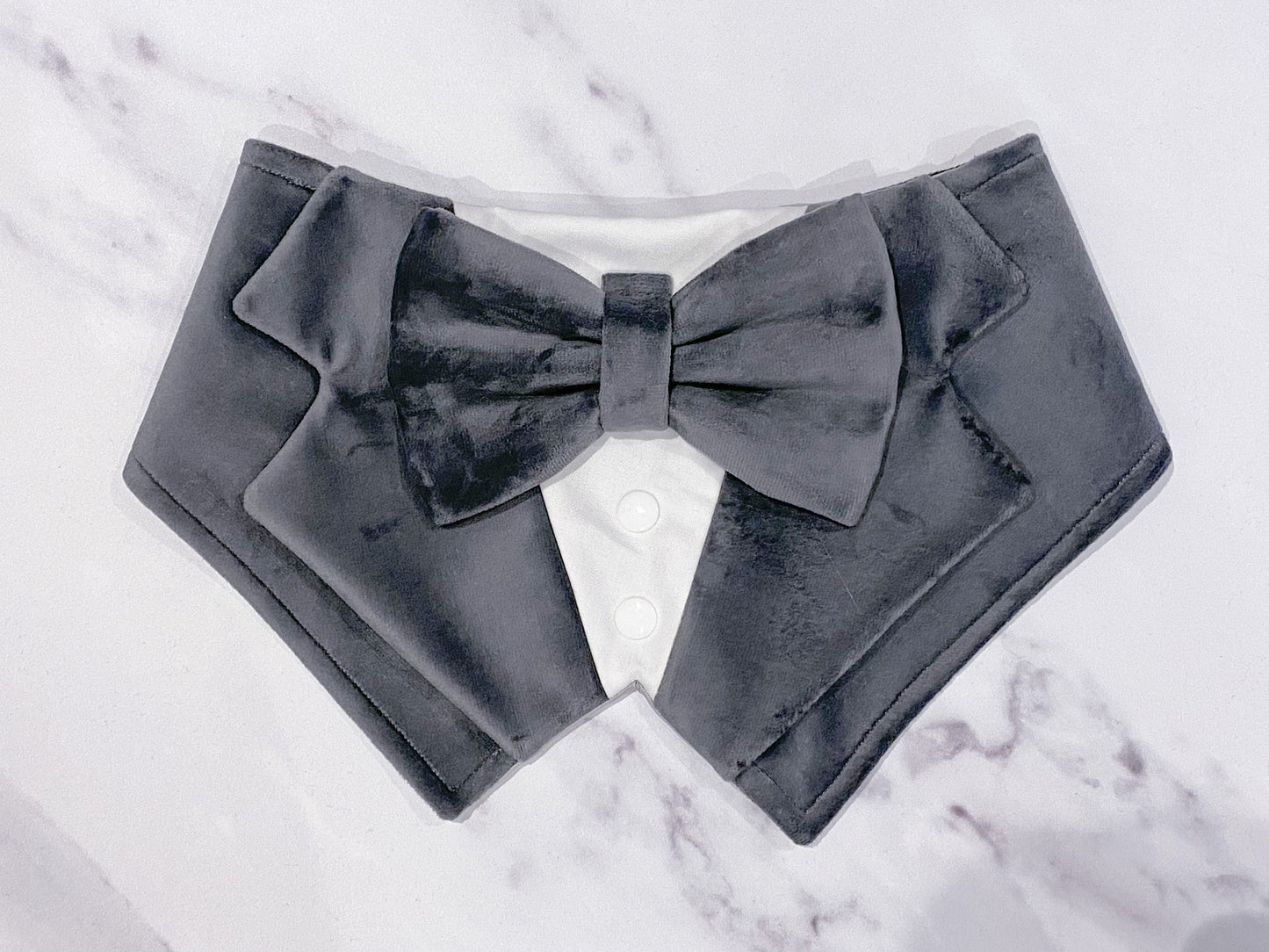 Grey Velvet Wedding Dog Tuxedo | Wedding Pet Tuxedo Bandana  | Optional Upgrade to Dog Ring Bearer | Dark Grey |  Luxury Wedding Pet Attire