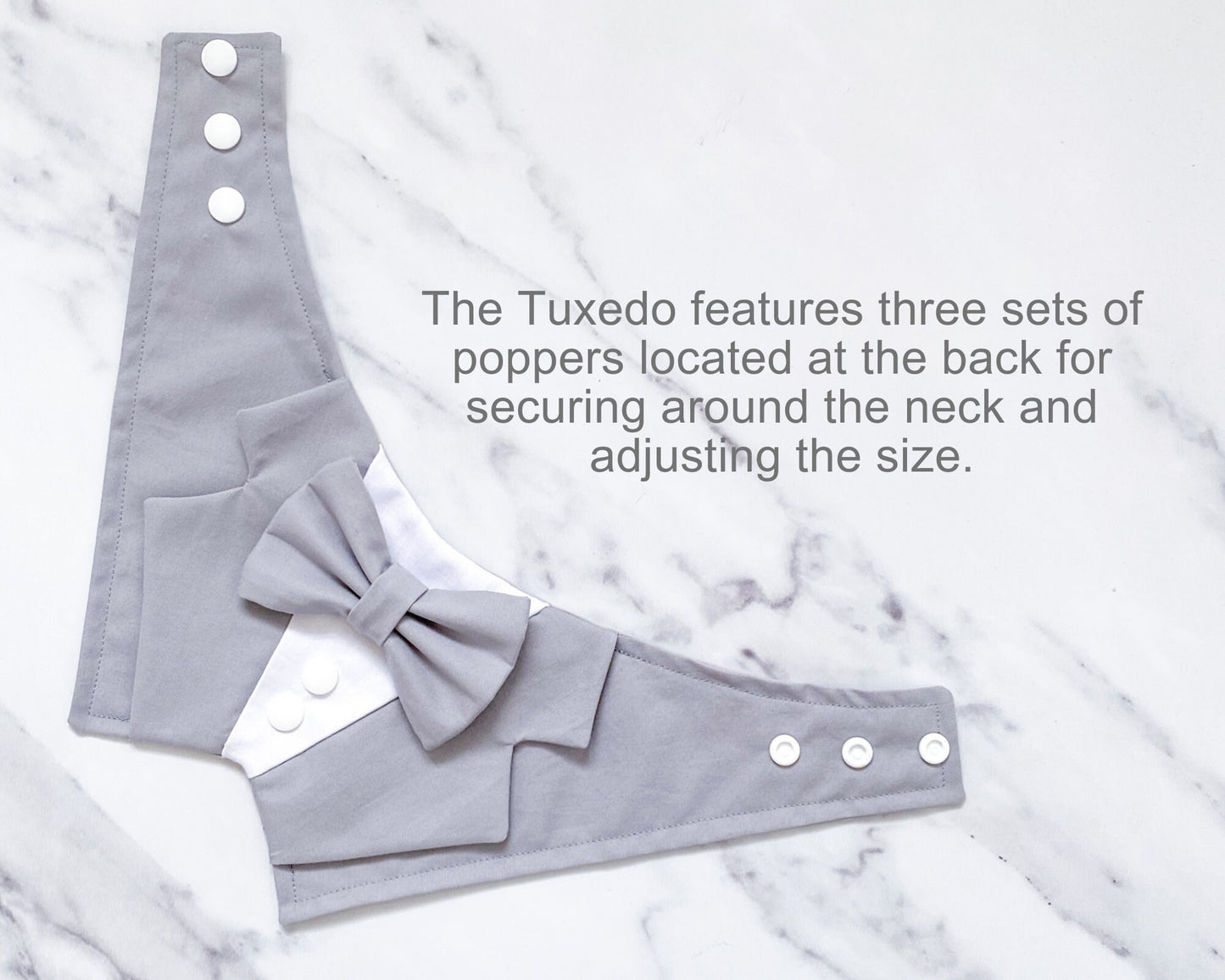 Light Grey Wedding Dog Bandana: Pet Ring Bearer Tuxedo Outfit