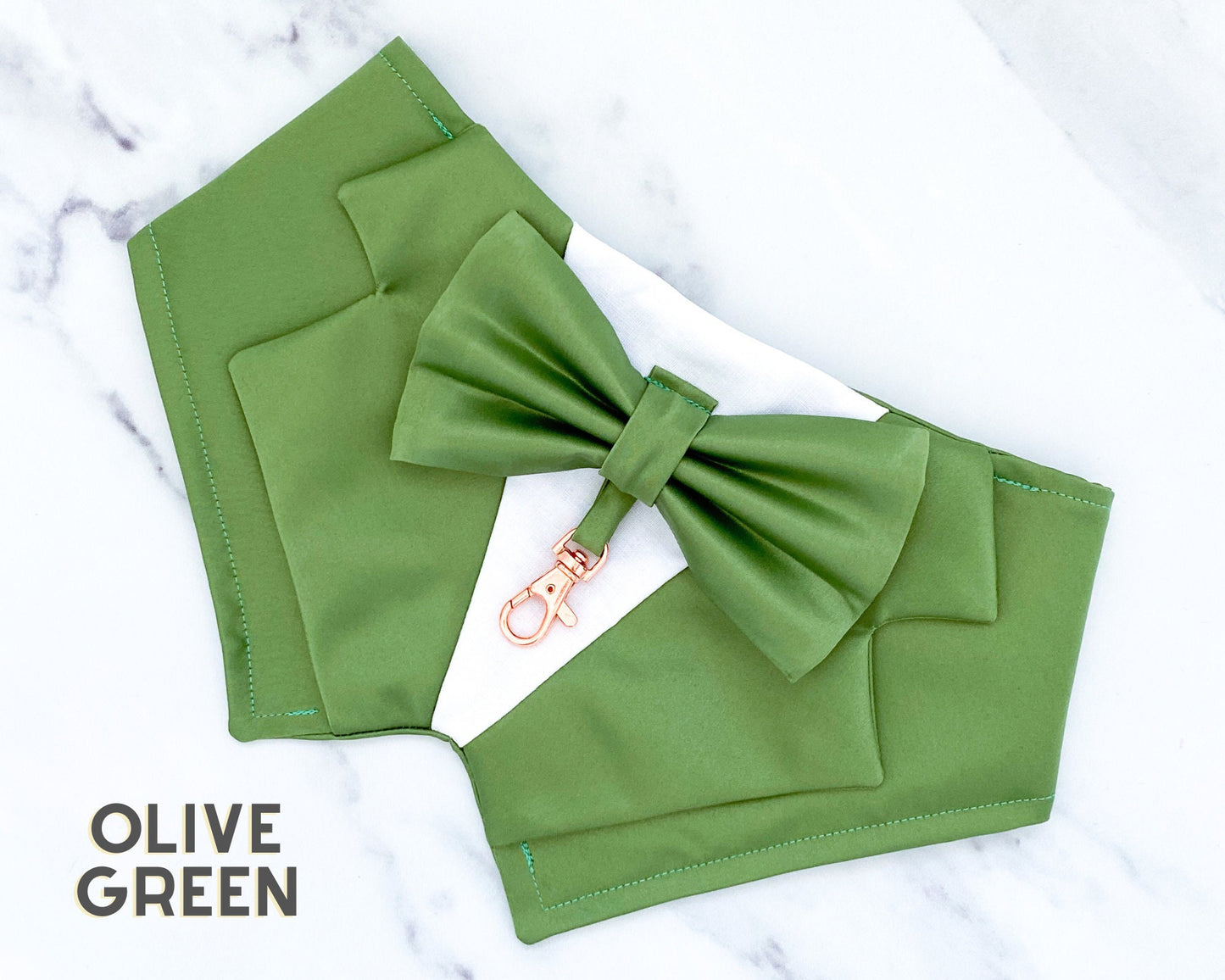 Olive Green Wedding Dog Tuxedo | Wedding Pet Tuxedo Bandana  | Dog Wedding Ring Bearer | Dark Sage Green |  Luxury Wedding Pet Attire