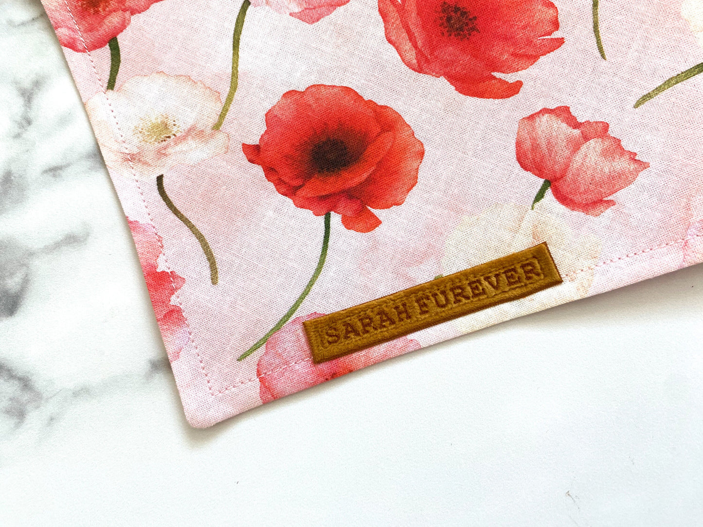 Remembrance Day Poppy Dog Bandana – Wildflower Poppy Pet Bandana – Girl Puppy Dog Bandana