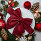 Burgundy Red Christmas Dog Bow, Available in sailor bow and bow tie styles, optional upgrade to bow collar bundle, festive seasons pet bow
