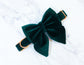 Dark Green Velvet Dog Bow Tie or Sailor Bow: Handmade Pet Collar Accessory
