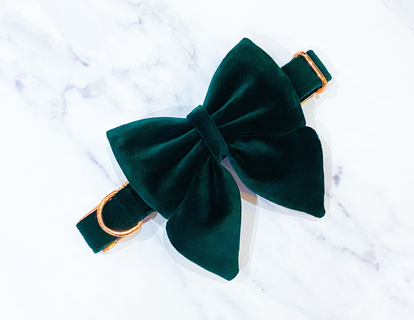 Dark Green Velvet Dog Bow Tie or Sailor Bow: Handmade Pet Collar Accessory