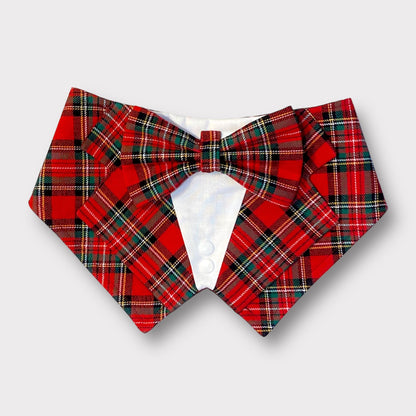 Royal Stewart Tartan Dog Tuxedo Bandana, Scottish Checks Wedding Waistcoat for Clan Stewart