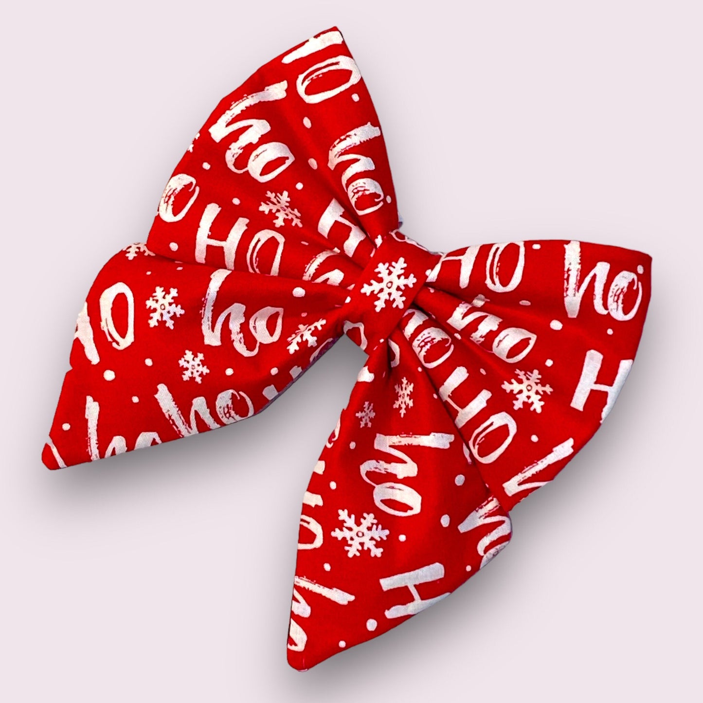 Christmas Dog Sailor Bow – Red "Ho Ho Ho" Cotton