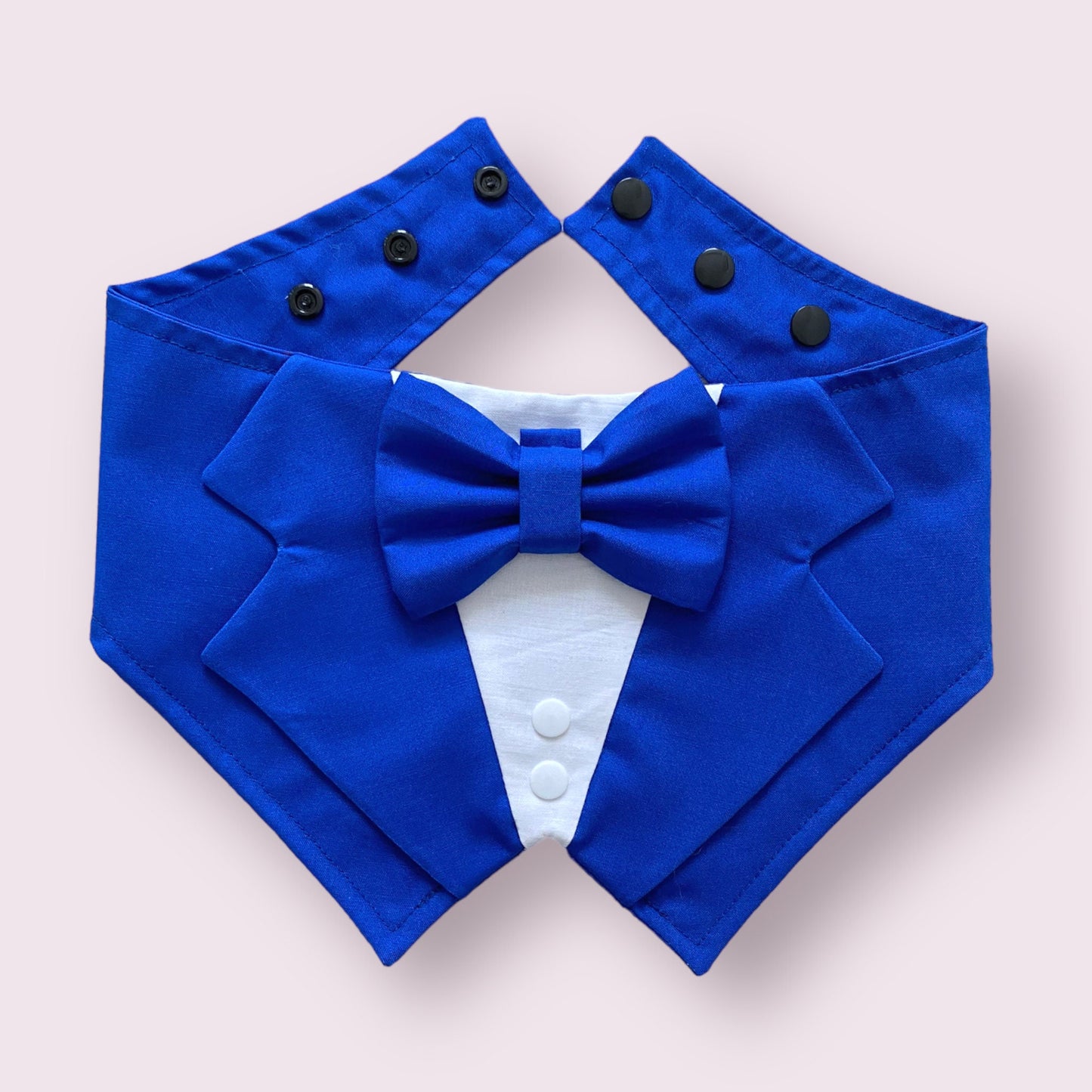 Royal Blue Dog Tuxedo Bandana, Wedding Ring Bearer Pet Attire