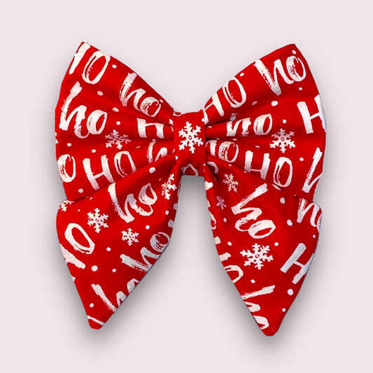 Christmas Dog Sailor Bow – Red "Ho Ho Ho" Cotton