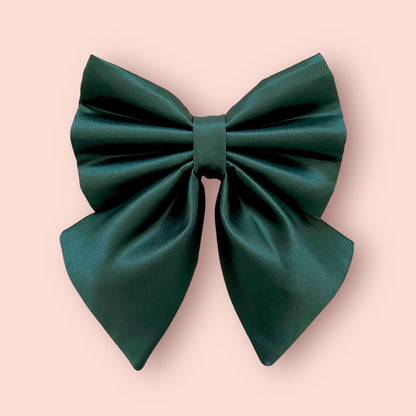 Forest Green Christmas Dog Bow, Available in sailor bow and bow tie styles, optional upgrade to bow collar bundle, festive seasons pet bow