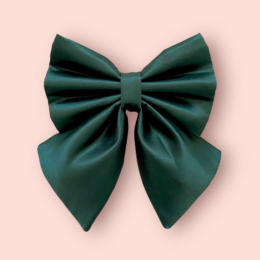 Forest Green Christmas Dog Bow, Available in sailor bow and bow tie styles, optional upgrade to bow collar bundle, festive seasons pet bow