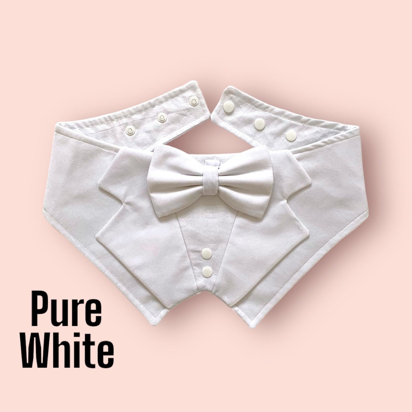 Pure White Velvet Wedding Dog Tuxedo, Solid White Tuxedo Bandana, Optional Upgrade to Ring Bearer, Perfect for Wedding parties