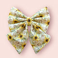 Summer Sunflower Dog Bow  – Available in Bow Tie and Sailor Bow – Optional to Upgrade with Matching Collar – Boho Sunflower bow