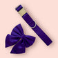 Purple Dog Bow, Available in Sailor bow and Bow Tie Style, Violet Dog Collar and Bow set, luxurious dog bow, optional with collar