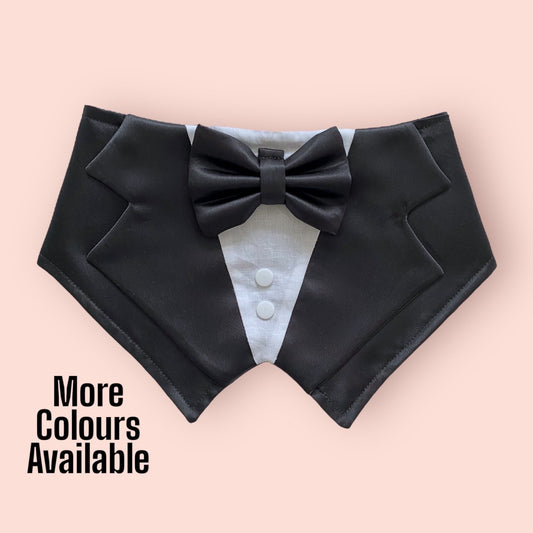 Black Silk Satin Wedding Dog Tuxedo | Black Wedding Pet Tuxedo Bandana  | Dog Wedding Ring Bearer | Luxury Wedding Pet Attire