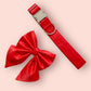 Bright Red Dog Bow, Available in Sailor bow and Bow Tie Style, Silk Satin Dog Collar and Bow set, festive Christmas bow,