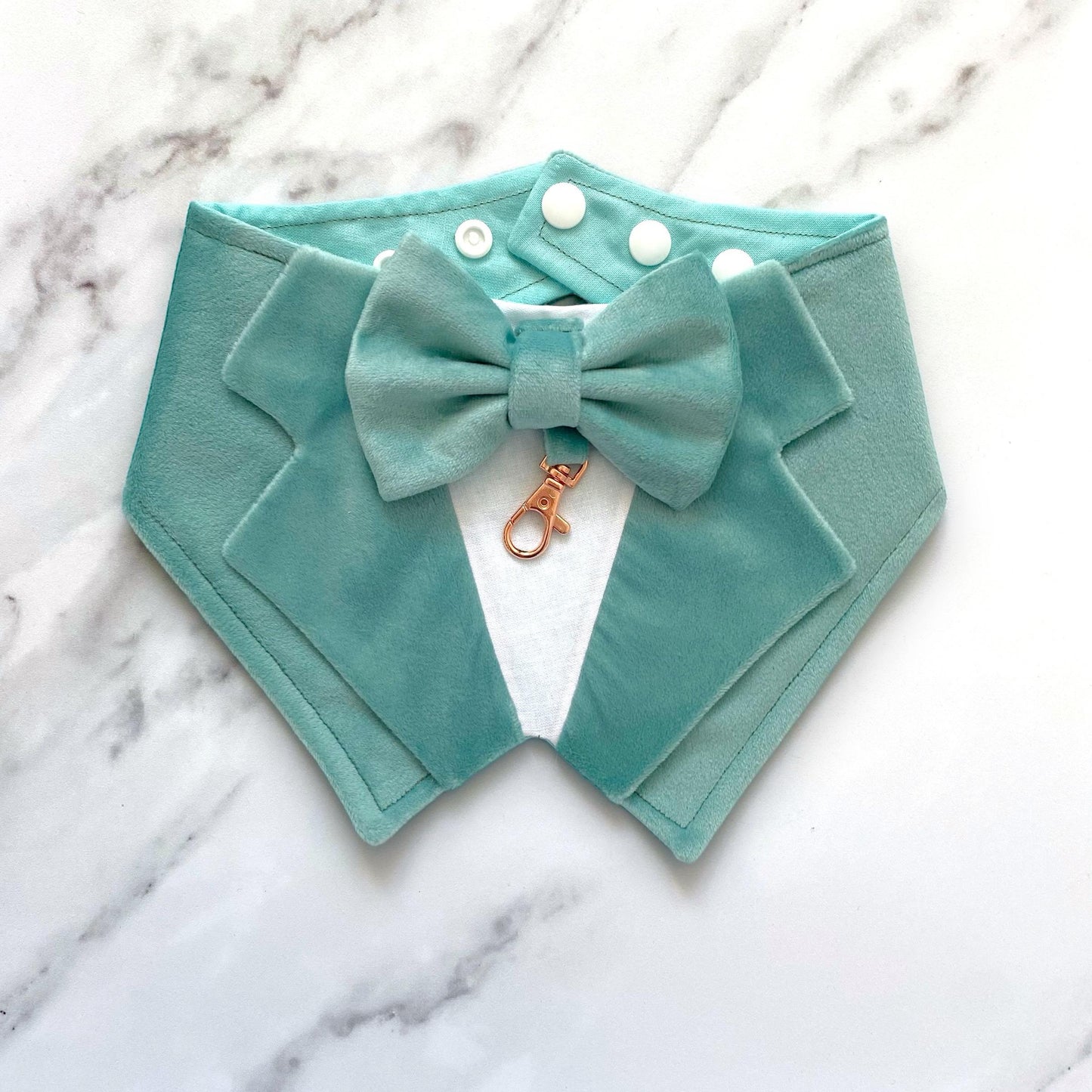 Turquoise Blue Wedding Dog Tuxedo | Wedding Pet Tuxedo Bandana  | Optional Change to Classic Button Style | Seafoam Blue Wedding Pet Attire