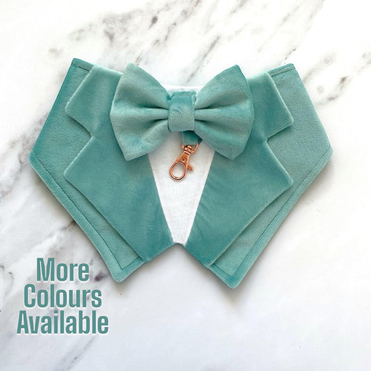 Turquoise Blue Wedding Dog Tuxedo | Wedding Pet Tuxedo Bandana  | Optional Change to Classic Button Style | Seafoam Blue Wedding Pet Attire