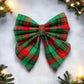 Christmas Tartan Dog Sailor Bow: Red and Green Plaid Pet Accessory
