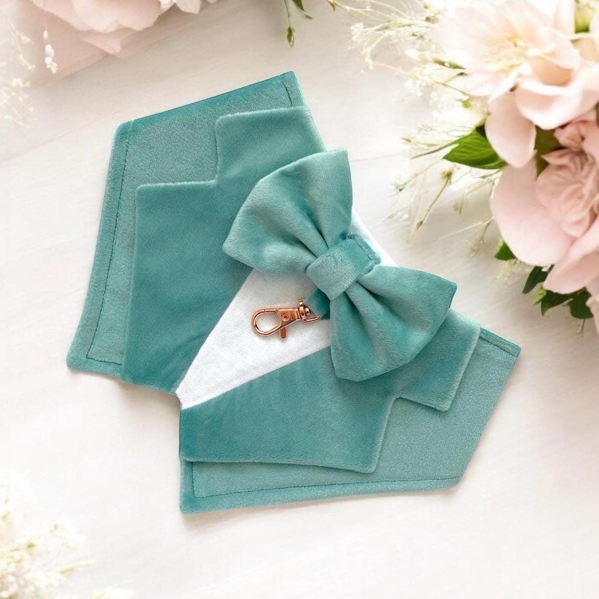 Turquoise Blue Wedding Dog Tuxedo | Wedding Pet Tuxedo Bandana  | Optional Change to Classic Button Style | Seafoam Blue Wedding Pet Attire