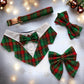 Christmas Tartan Dog Sailor Bow: Red and Green Plaid Pet Accessory