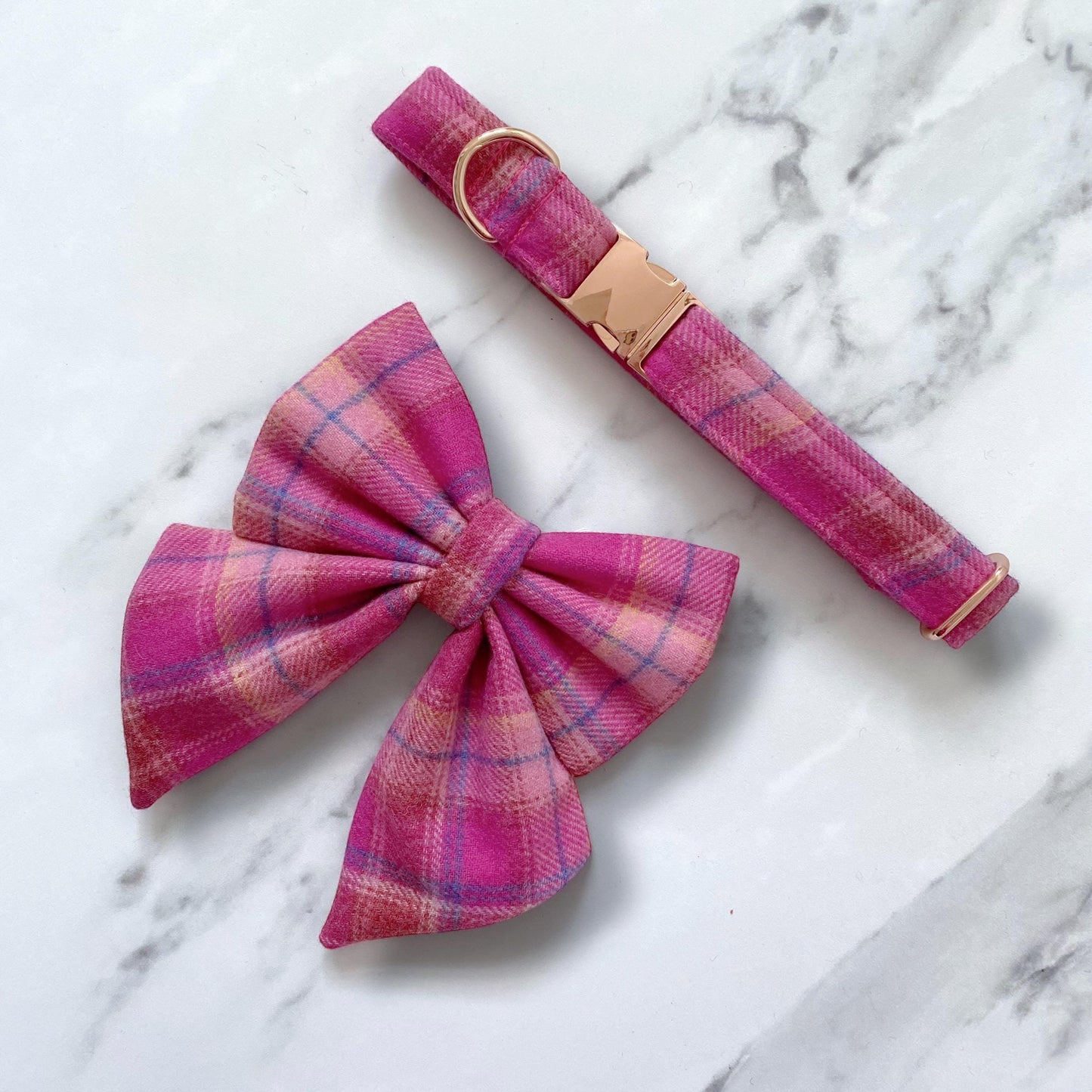 Pink Tartan Dog Bow for Valentine's Day: Bow Tie or Sailor Bow