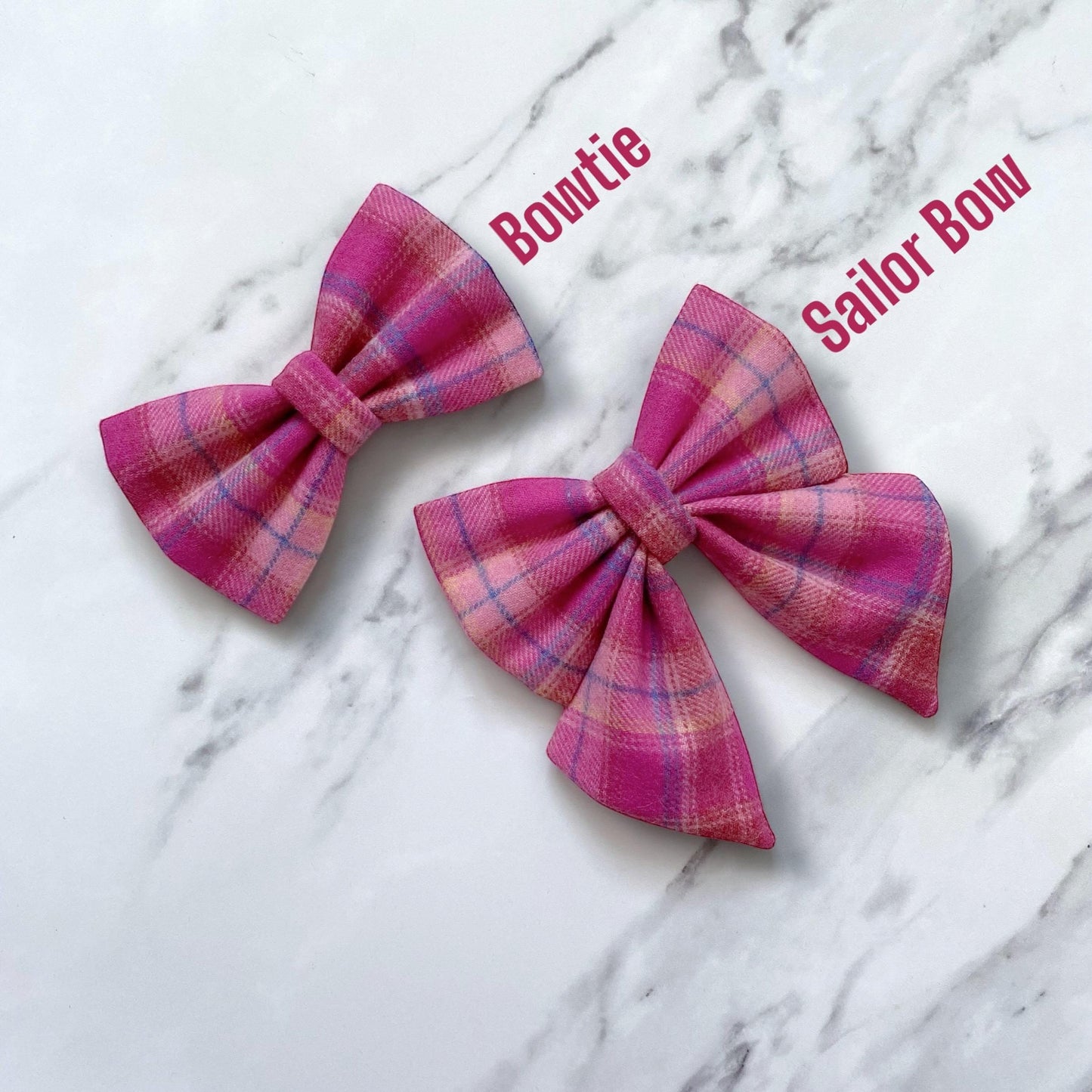 Pink Tartan Dog Bow for Valentine's Day: Bow Tie or Sailor Bow