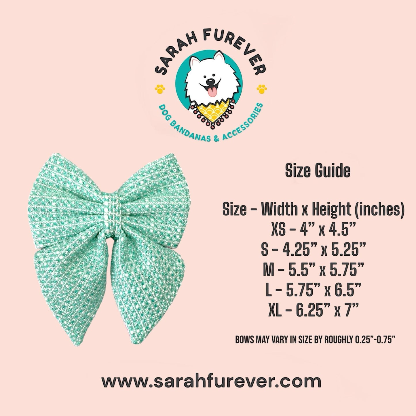 Mint Green Dog Bow for Spring and Easter: Bowtie or Sailor Bow