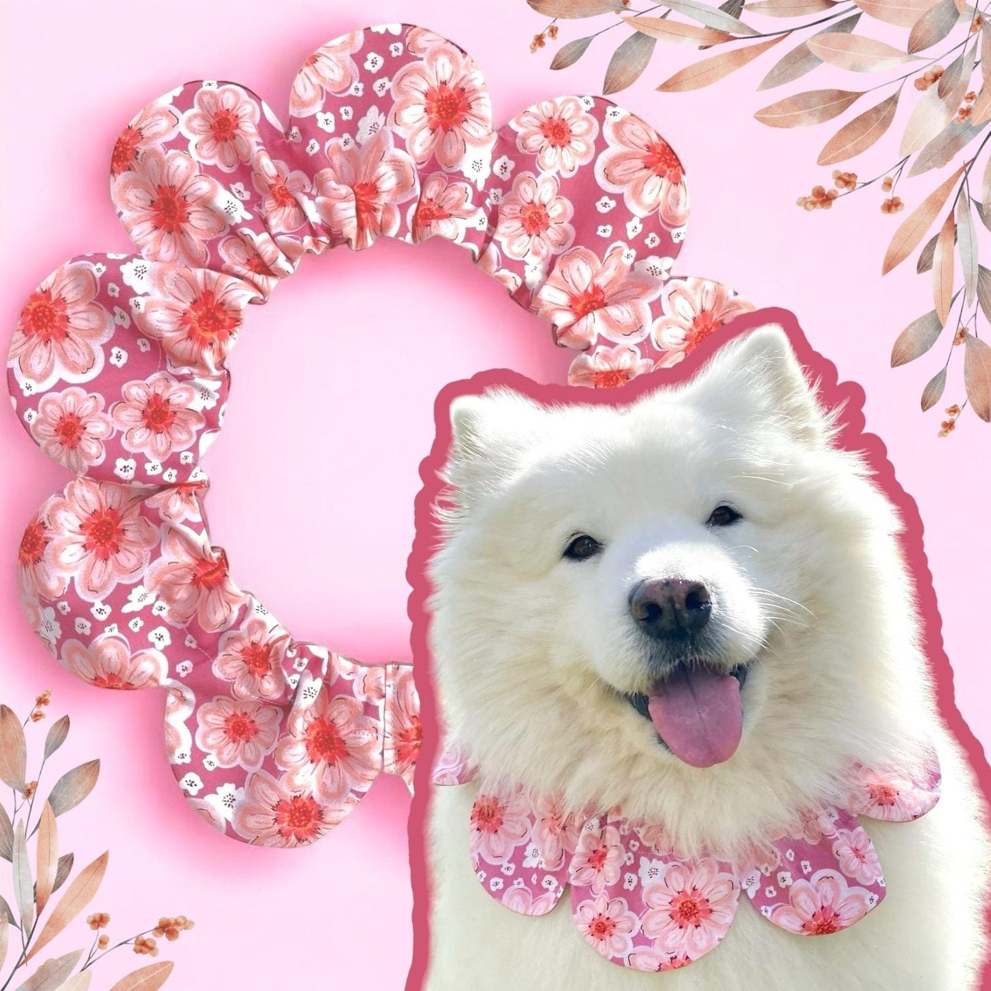 Pink Dahlia Flower Dog Bandana