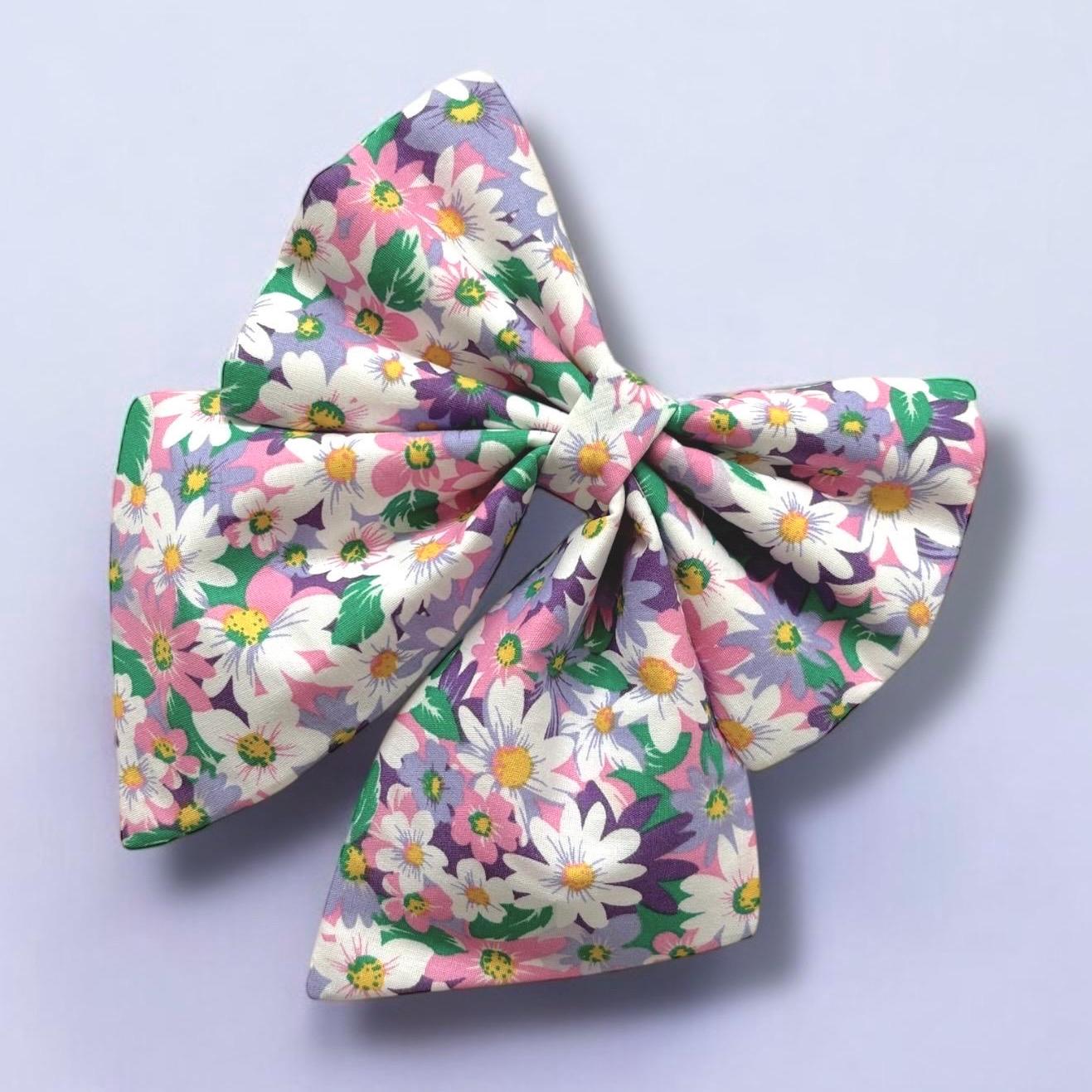 Purple Daisy Dog Bow for Spring: Bowtie or Sailor Bow