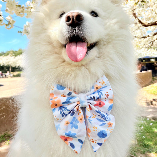 Flower Blossom Dog Sailor Bow – Dog Collar Bow – Handcrafted in the UK