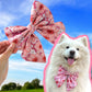 Pink Dahlia Flowers Dog Bow, Pink Floral Dog Bow, Available in Sailor bow and Bow Tie Style, Spring and Summer Dog Bow, Big Dog Bows